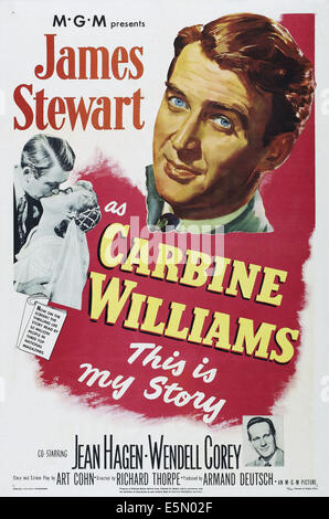 Carabina WILLIAMS, noi poster, top: James Stewart, sinistra da sinistra: James Stewart, Jean Hagen, in basso a destra: Wendell Corey, 1952. Foto Stock