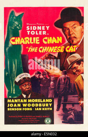 Il gatto cinese (aka Charlie Chan e il gatto cinese), Sidney Toler (in alto a destra), Mantan Moreland (in basso a sinistra), 1944 Foto Stock