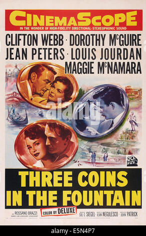 Tre monete nella Fontana, in alto a sinistra: Clifton Webb, Dorothy McGuire, destra: Maggie McNamara, Louis Jourdan, inferiore: Jean Foto Stock