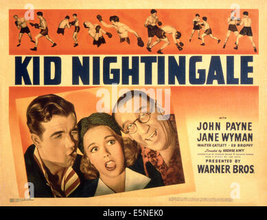 KID NIGHTINGALE, da sinistra: John Payne, Jane Wyman, Walter Catlett, 1939 Foto Stock