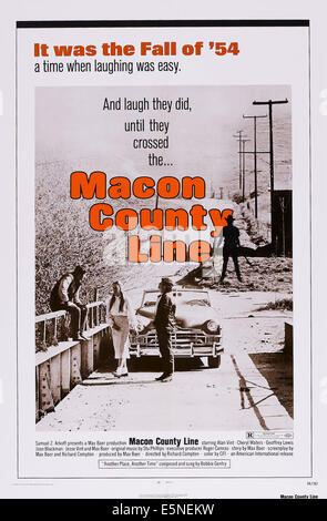 MACON COUNTY LINE, noi poster, da sinistra, Jesse Vint, Cheryl Acque, Alan Vint, 1974 Foto Stock