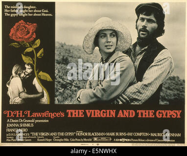 La Vergine e la gitana, noi lobbycard, da sinistra: Joanna Shimkus, Franco Nero, 1970 Foto Stock