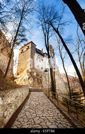 Chiudere la vista del Castello di Bran con percorso snocciolate Foto Stock