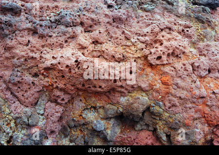 Pietra vulcanica texture,tufo rosso, Russia, Mare di ​​Japan Foto Stock