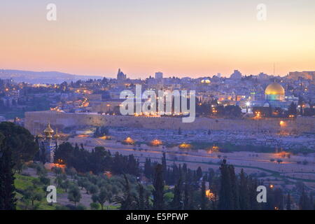 Vista di Gerusalemme dal monte degli Ulivi, Gerusalemme, Israele, Medio Oriente Foto Stock