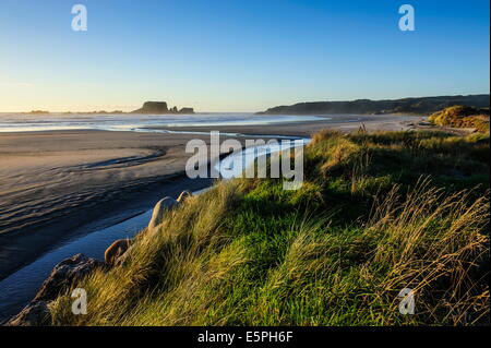 Tramonto a Capo Foulwind vicino a Westport, Costa Ovest, South Island, in Nuova Zelanda, Pacific Foto Stock