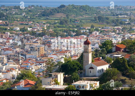 Vista sui tetti della città, città di Zacinto, Zacinto (Zante) (Zakinthos), Isole Ionie, isole greche, Grecia, Europa Foto Stock