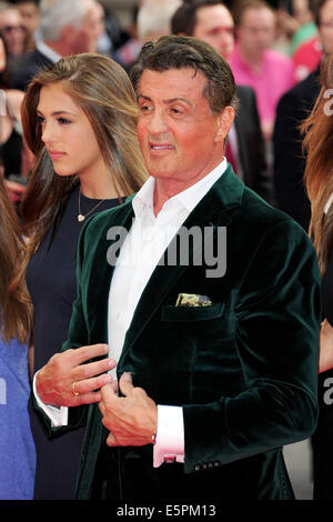 Londra, Regno Unito. Il 4° agosto 2014. Sylvester Stallone frequentare la Premiere mondiale delle parti soggette a usura 3 all'Odeon Leicester Square a Londra il 4 Auguster 2014 Credit: Peter Phillips/Alamy Live News Foto Stock