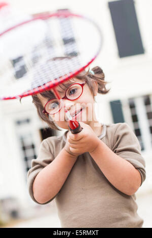 4 anni ragazza con sindrome di Down. Foto Stock