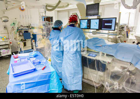 Trattamento di leiomioma uterino da embolizzazione, Hopital Europeen Georges Pompidou (HEGP), AP-HP, Parigi, Francia. Foto Stock