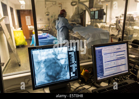 Trattamento di leiomioma uterino da embolizzazione, Hopital Europeen Georges Pompidou (HEGP), AP-HP, Parigi, Francia. Foto Stock