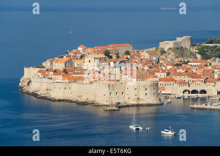 Panoramica sulla città vecchia di Dubrovnik, Croazia. Foto Stock