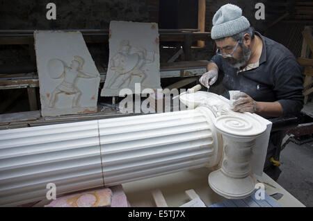 Artista scolpitura Ionio colonna stile Selçuk Turchia Foto Stock