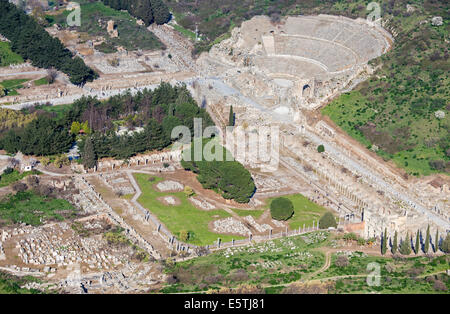 Vista aerea di Efeso del grande teatro con Arcadian modo Selcuk Turchia Foto Stock