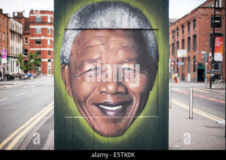 Akse, Nelson Mandela, Arte di strada. Manchester. Foto Stock