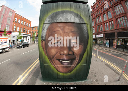 Akse, Nelson Mandela, Arte di strada. Manchester. Foto Stock