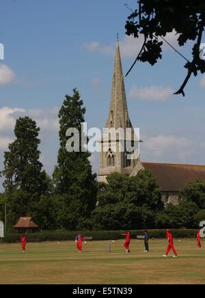 1 agosto 2014. Mistley Cricket Club in Essex Foto Stock