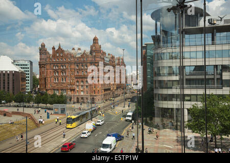 Vista da Bridgewater Hall di Manchester Foto Stock