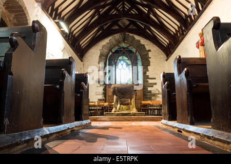 Interno della chiesa parrocchiale di San Materiana Tintagel Cornwall Inghilterra REGNO UNITO Foto Stock