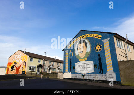 Lealisti murale in basso Shankill commemorando William 'Bucky' McCullough. Foto Stock