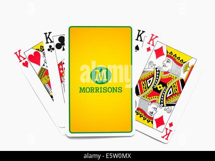 Morrisons supermercato giocando a carte con i 4 Kings Foto Stock
