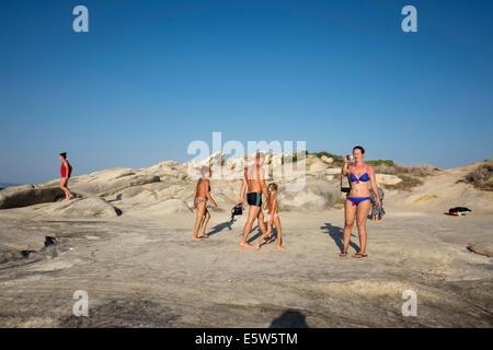 Estate in spiaggia Karidi, Calcidica, Grecia. Foto Stock