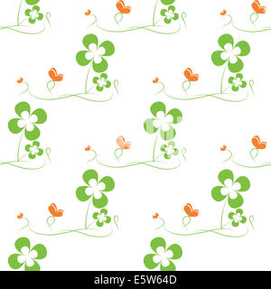 La festa di san Patrizio seamless pattern con il chiodo di garofano e butterfly Foto Stock