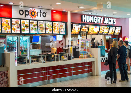 Melbourne Australia, Tullamarine Airport, MEL, terminal, gate, fast food, ristoranti ristoranti, ristoranti, caffè, concessioni, Oporto, Hungry Jack's, hamburger, Foto Stock