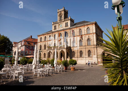 La piazza del mercato e Weimar city hall, Turingia, Germania, Europa Foto Stock