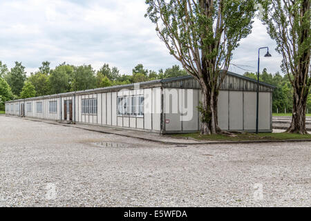 Prigioniero ricostruito caserma, il campo di concentramento di Dachau, Dachau, Baviera, Germania Foto Stock