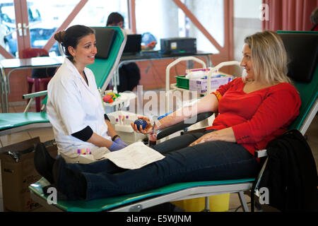 Donazione di sangue Foto Stock