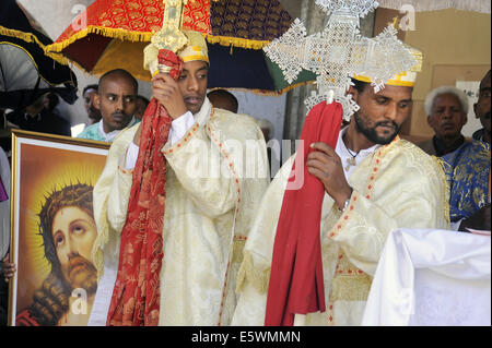 Milano (Italia), la celebrazione per la Natività della Madonna nella chiesa ortodossa della comunità Eritrea Foto Stock