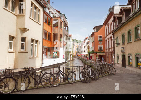 FREIBURG IM BREISGAU, Germania - 6 agosto 2014: Area "Piccola Venezia" a Friburgo in una città nella parte sud-occidentale della Germania nel Baden-Wurttemberg membro. Foto Stock