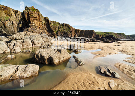 Spiaggia a Sandymouth vicino a Bude Cornwall Inghilterra UK Europa Foto Stock