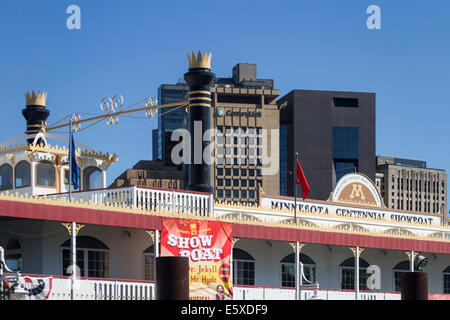 Minnesota Centennial Showboat, Mississippi River, St Paul, Minnesota, Stati Uniti d'America Foto Stock