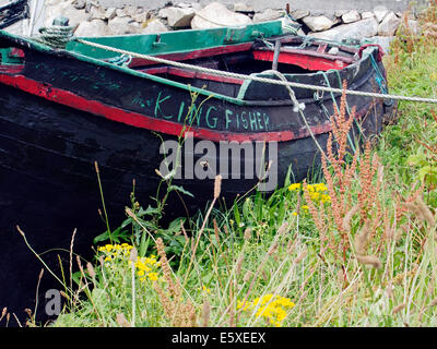 Abbandonate le imbarcazioni da pesca di marciume in un angolo tranquillo di Claddagh bacino, il vecchio porto di Galway presso la foce del fiume Corrib Foto Stock