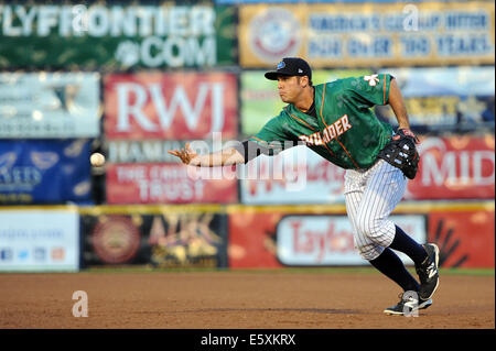 Trenton, New Jersey, USA. 7 febbraio, 2009. Trenton Thunder primo baseman GREG BIRD (37) fa un subdolo lanciate durante un Orientale partita del campionato a Arm & Hammer Park di Trenton, NJ. Credito: Ken Inness/ZUMA filo/Alamy Live News Foto Stock