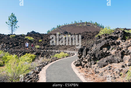 Oregon, Newberry nazionale monumento vulcanico, Lava Butte, il sentiero della terra fuso Foto Stock