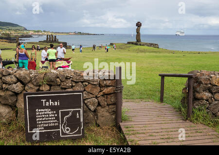 Isola di Pasqua Rapa Nui venditori di souvenir Foto Stock