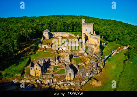 Francia Aquitania Dordogne, Perigord Noir, precitate sentenze Beune valley, Commarque castle Foto Stock