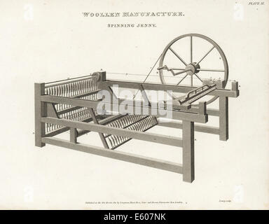 La filatura Jenny, multi-mandrino filatoio, XVIII secolo. Foto Stock