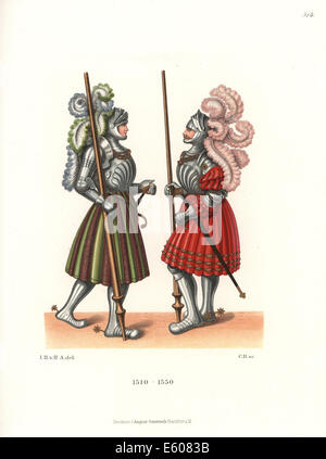 Cavalieri in armatura completa, prima metà del XVI secolo. Foto Stock