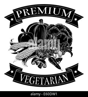 Premio del cibo vegetariano etichetta di ortaggi freschi Foto Stock