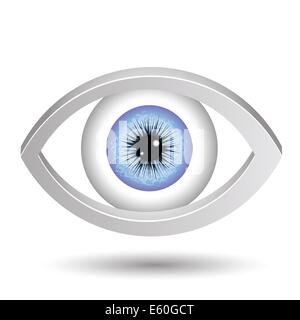 Illustrazione colorata con blu occhio femmina su sfondo bianco Foto Stock