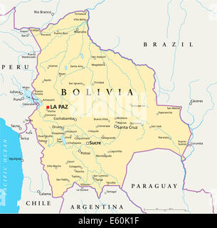 Bolivia Mappa Politico Foto Stock