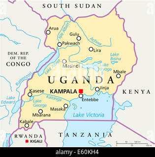 Uganda Mappa Politico Foto Stock