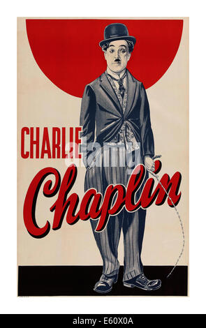 Vintage degli anni trenta poster di Charlie Chaplin KBE 16 Aprile 1889 - 25 dicembre 1977 English attore comico e regista silenzioso Foto Stock