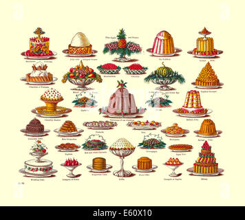 Natale BEETONS BUDINI Litografia a colori dalla onorevole Beetons ricettario che illustra ampia varietà di inglese natale ecc budini Vittoriano Foto Stock
