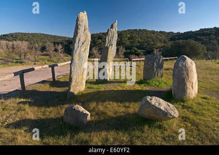 Cromlech La Pasada del Abad -compreso tra 3000 e 2500 BC, monumento megalitico, Rosal de la Frontera, provincia di Huelva, Spagna, Europa Foto Stock