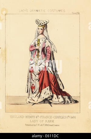 Signora di rango, regno di Enrico IV, Inghilterra, 1408. Foto Stock